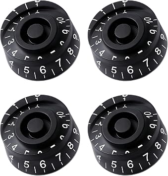 WANDIC 6mm Electric Guitar Contral Knobs, Set of 4 Acrylic Speed Knobs for Gibson Les Paul Replacement Electric Guitar Parts, Black