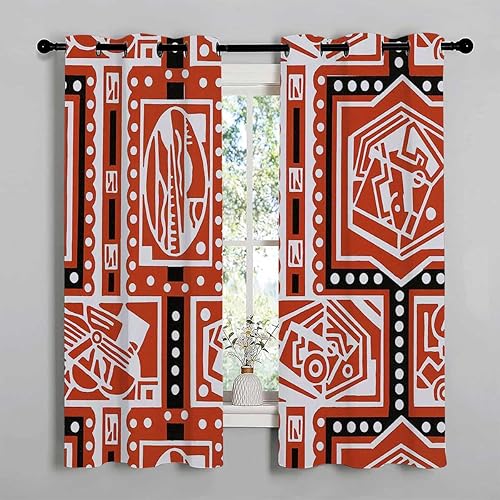 Miniatura 2 de Cortinas para Sala Elegantes Modernas Bohemia Tribal Doodle Patrón Ojal Cortineras Separar Cortinas para Cuartos Separar 63 pulgadas de ancho por 80