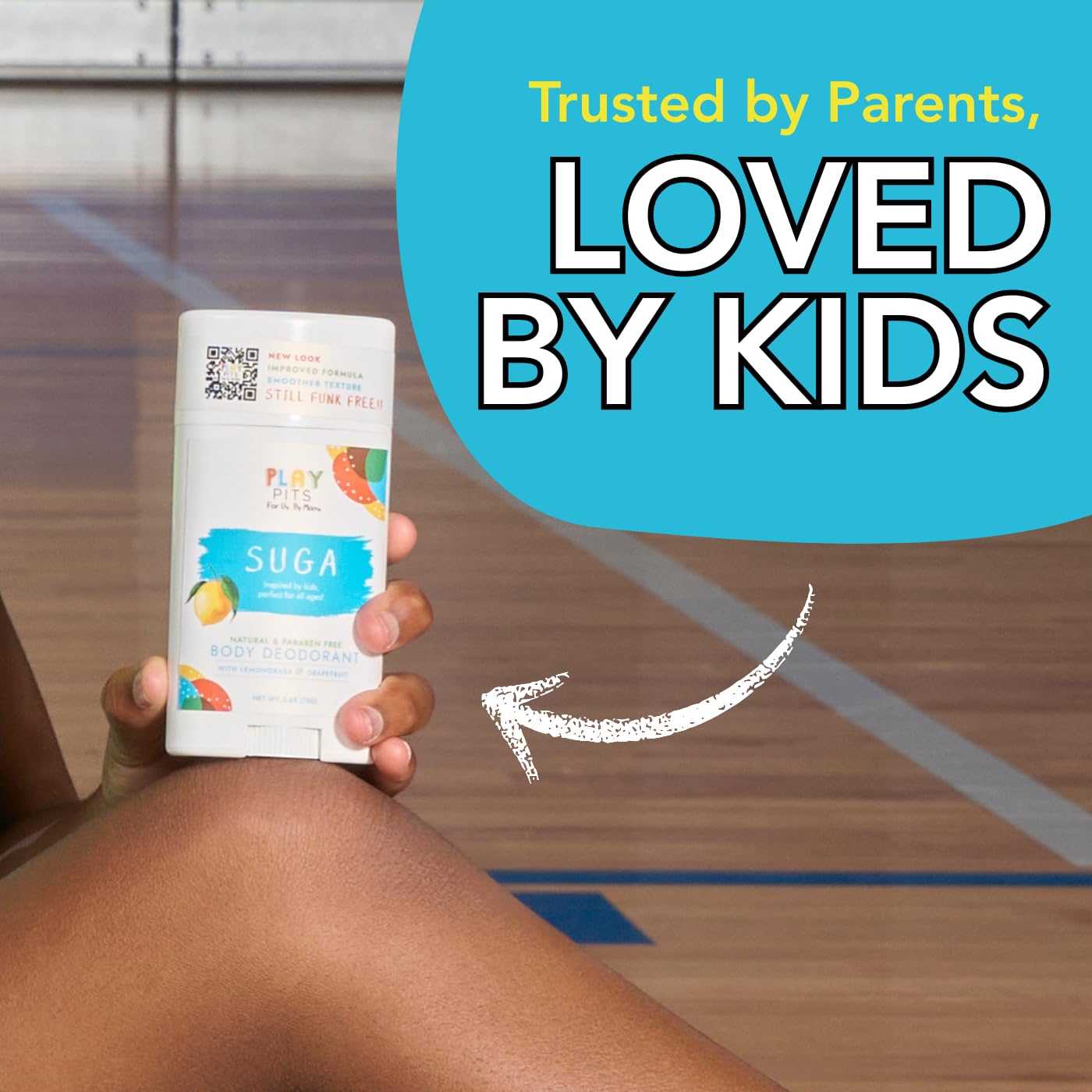 PLAY PITS - Kids Deodorant for Girls & Boys - Natural - Aluminum-Salt Free - Safe for Sensitive Skin - SUGA is Infused w/Lemon & Grapefruit Essential Oils - Non-Toxic & Paraben Free - 2.65oz - 2pk