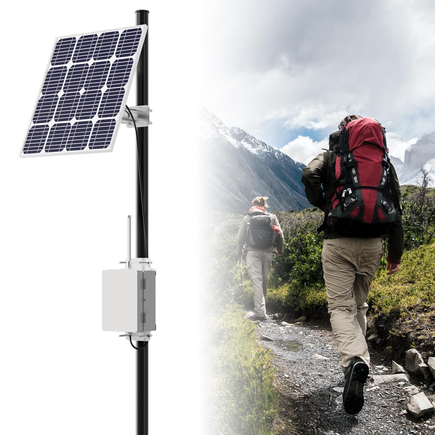Photo 1 of Solar Meshtastic Outdoor Node, Meshtastic Solar Node Repeater with Lora V3 Esp32 Motherboard, 915Mhz Mesh Lora Antenna, Sx1262 Bluetooth, Built-in 6000mAh Battery, Long Range Wireless Communication