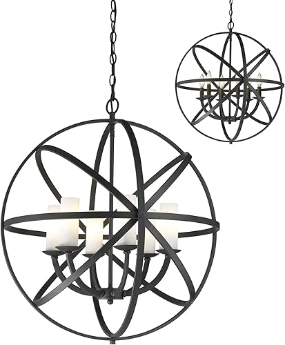 Miniatura 3 de Z-Lite 6017-6L-BRZ Colgante de 6 luces, marco de acero mate de la sombra del ópalo