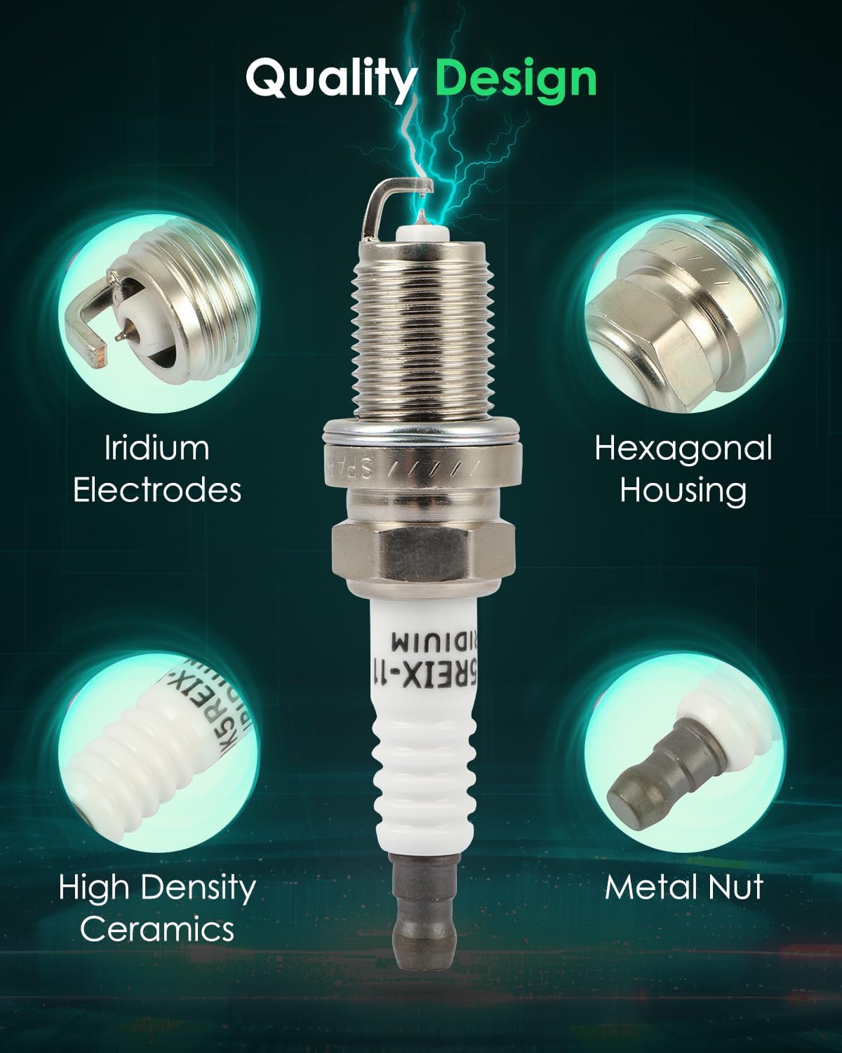 SCITOO Spark Plugs suitable with for Hyundai Sonata 2006-2010, Santa Fe 2007-2009, Tucson 2005-2009, Azera, Veracruz, Entourage, Tiburon & for Kia Sorento, Sportage, Sedona,Pack of 6, 7854