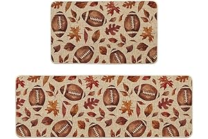 Artoid Mode Rugby Maple Leaves Fall Football Decor Kitchen Mat Set