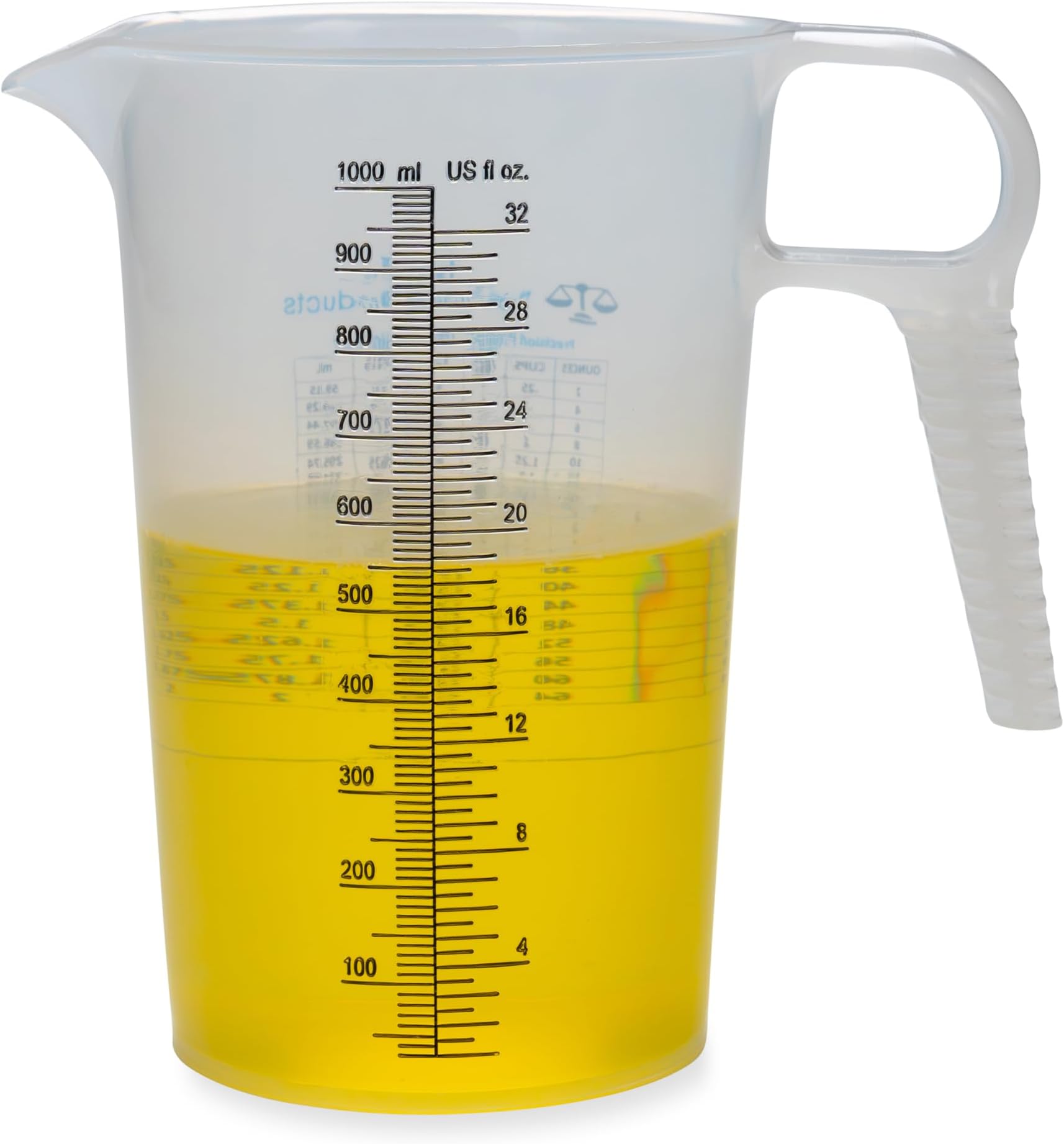 32oz (1 Quart) Measure Pitcher with Convenient Conversion Chart – Extra Strong Food Grade – Great for Cooking, Home Hobbies, Shop Oil and Fluids, Spa Chemicals with High Chemical Resistance by Turnah