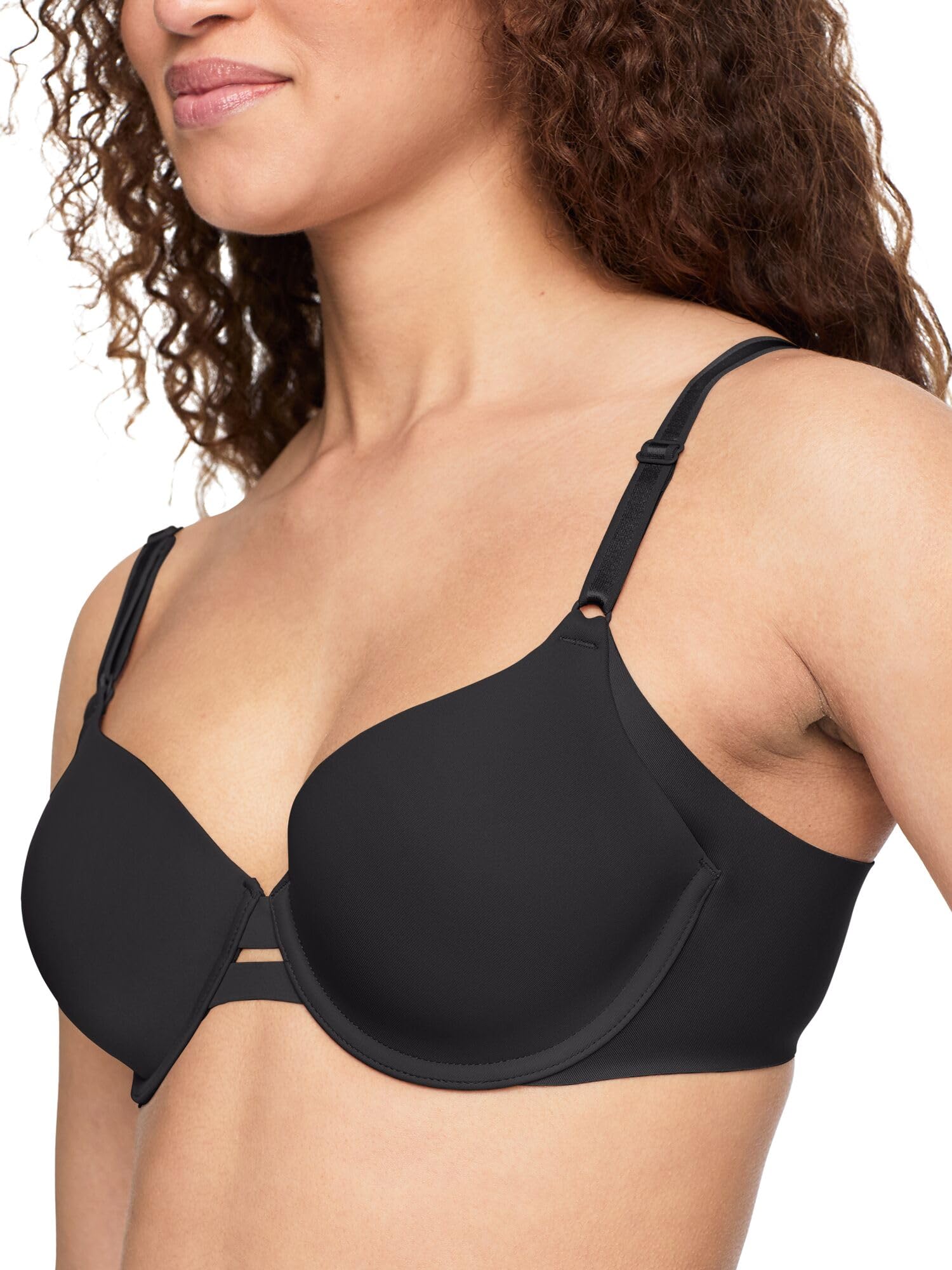 Warner's Women's Blissful Benefits Underarm-Smoothing Comfort Underwire Lightly Lined T-Shirt Bra Ra3561w, Opaque, Black, 40C