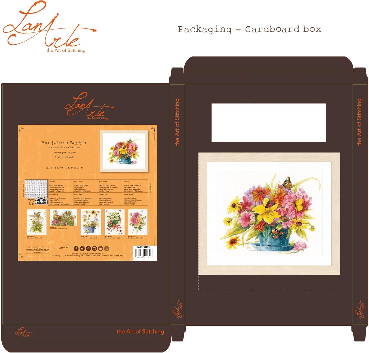 Lanarte Cross Stitch Embroidery Kits for Adults, Cross Stitch Preprinted with Embroidery Pattern on 100% Cotton and Embroidery Thread, 14,57 x 12,21 Inches - 37 x 31 cm, Colour Perfection