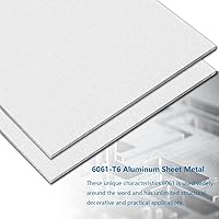 Vista 3 de Láminas y placas de aluminio de 1/4 de pulgada de grosor, placas de aluminio de servicio pesado de 12" x 12" con película protectora, placa de panel