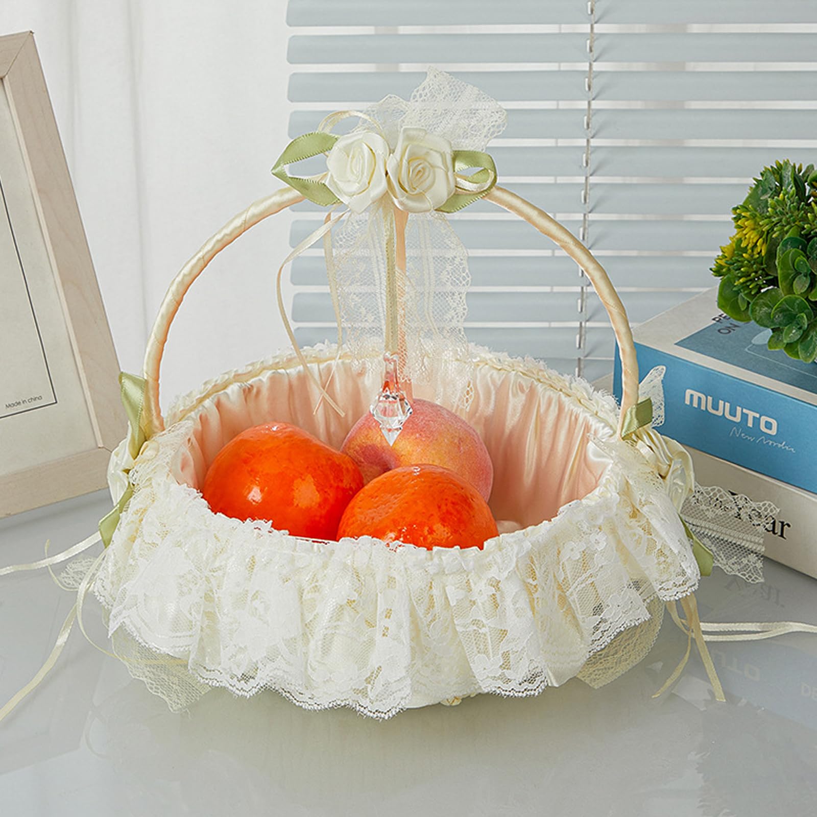 Cestini per Matrimoni, Cesto Matrimonio, Cestini da Matrimonio, Accessorio Indispensabile per i Matrimoni, Ottimo Regalo per Damigelle o Fioristi (Bianco Sporco)