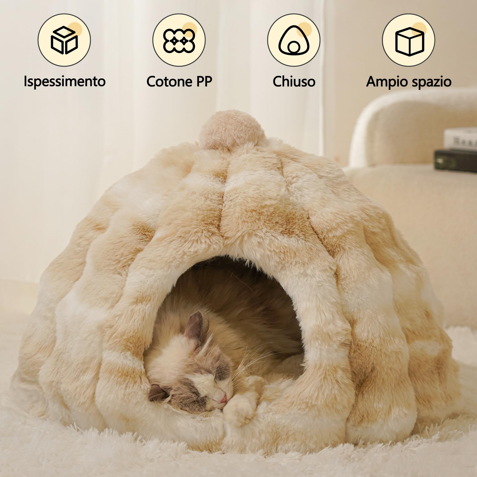 Galatée Letto Per Gatti, Cuccia Morbida e Calda, Cuccia Per Cani Con Cuscino Imbottito Rimovibile e Lavabile, Graziosa Tenda Per Animali Domestici, Nido Per Animali Domestici(XL, Grigio)