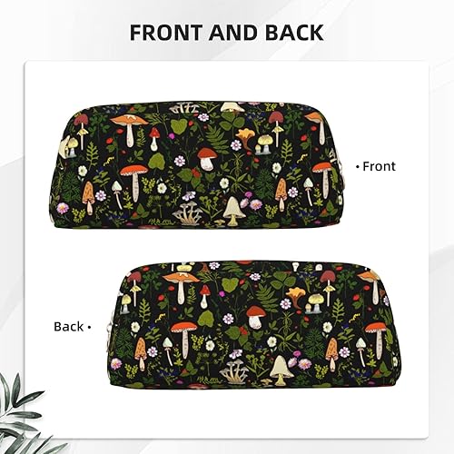 Miniatura 2 de Greatreme Bolso de cuero adorable de la pluma con cremallera de la bolsa para la oficina del trabajo, Setas Hongos Naturaleza, Sencillo