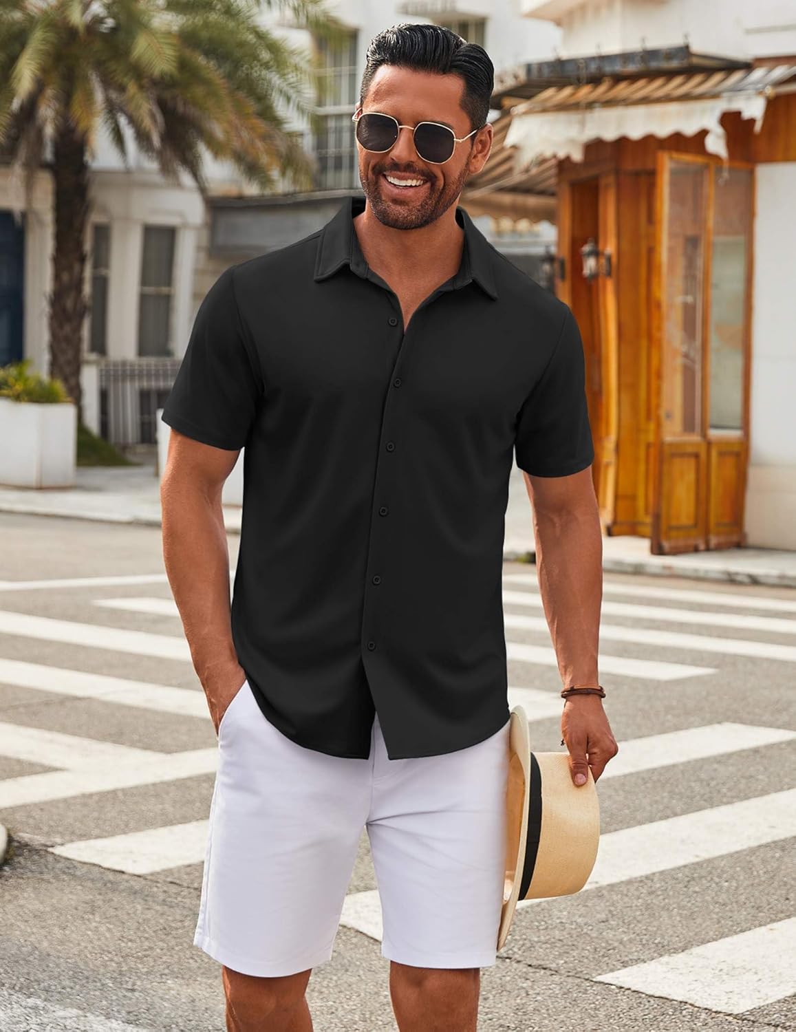 COOFANDY Men's Casual Button Down Short Sleeve Shirts Untucked Wrinkle Free Shirt Stretch Dress Shirts - Image 4