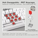 AJAZZ AK820 Wired 75% Mechanical Keyboard, Red Switches, Hot-Swappable | 81key PBT Keycaps, White Backlit 20 modes, Metal Volume Knob, USB-C, Gasket Mount, 5-layer Foam, Dual Drivers Options, PC/Mac