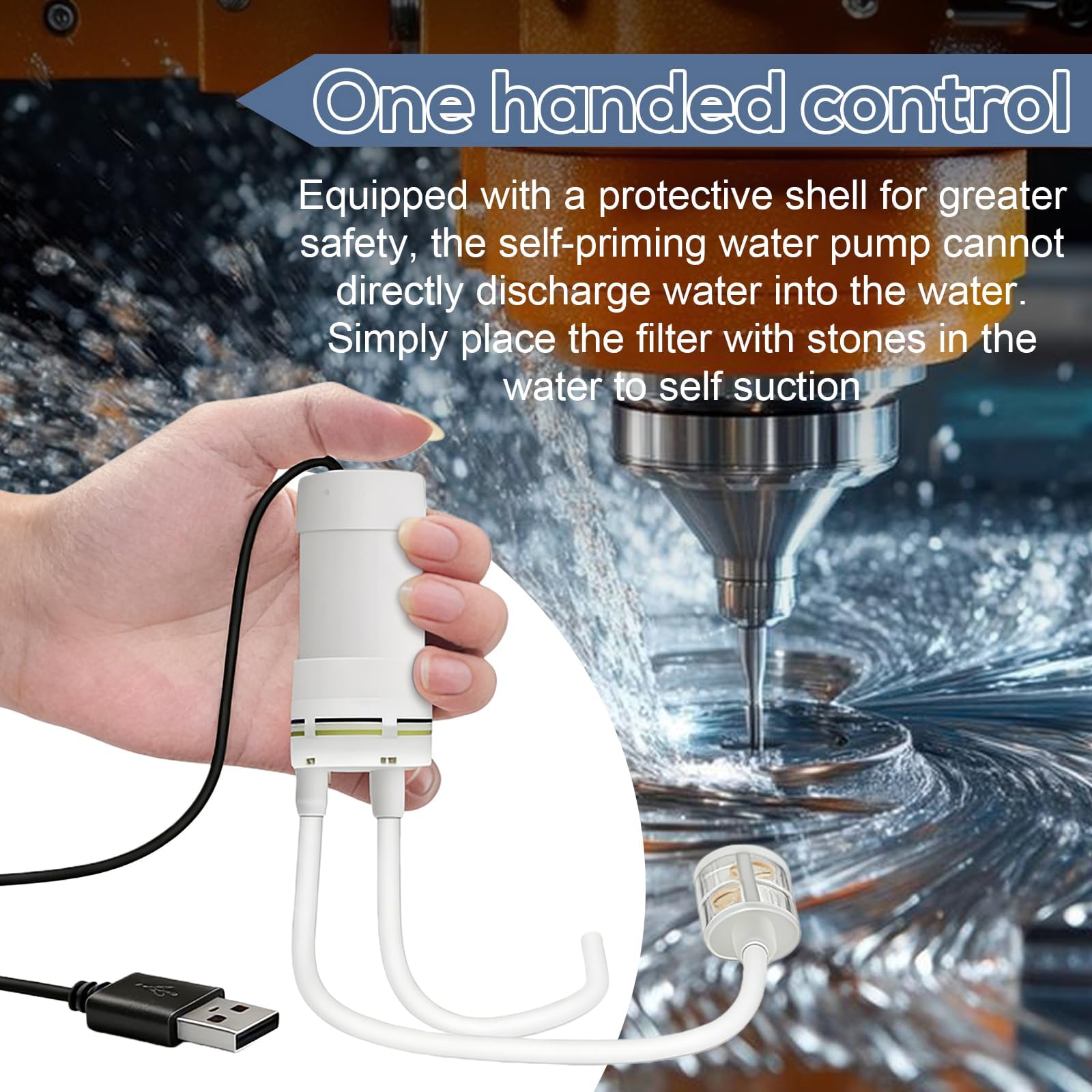 Mała mini pompa wodna, DC 5 V, samozasysająca pompa wodna USB, zasilana przez USB, elektryczna mini pompa wody z wężem PCW 10 m, do domu, do cięcia, szlifierki kątowej