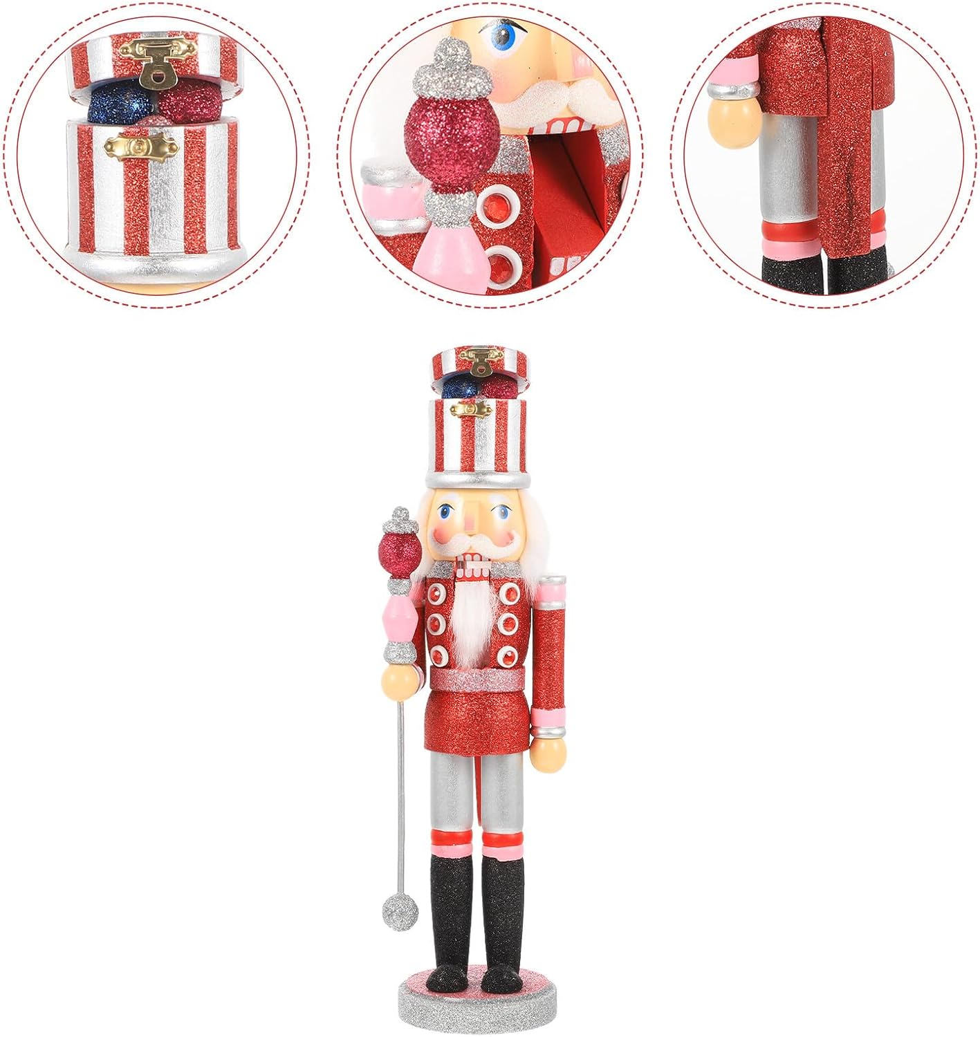 Christmas Nutcracker Figurine Red Wooden Soldier Decoration Festival Xmas Party Tabletop Ornament for Holiday Window and Desktop Decor