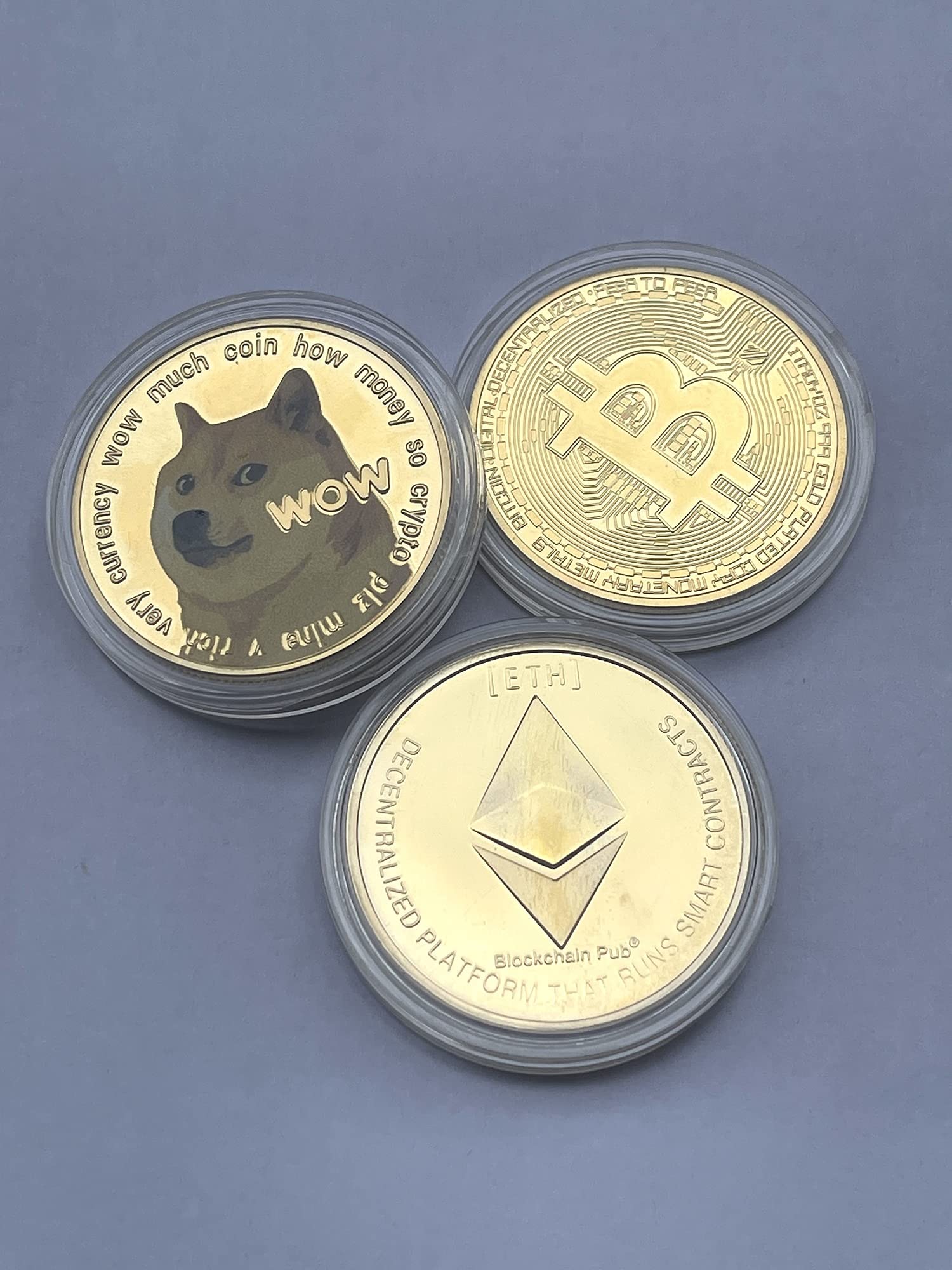Amazon | Bitcoin Ethcoin Dogecoin 3枚入り ビットコイン イーサリアム 仮想通貨 記念貨幣 通販