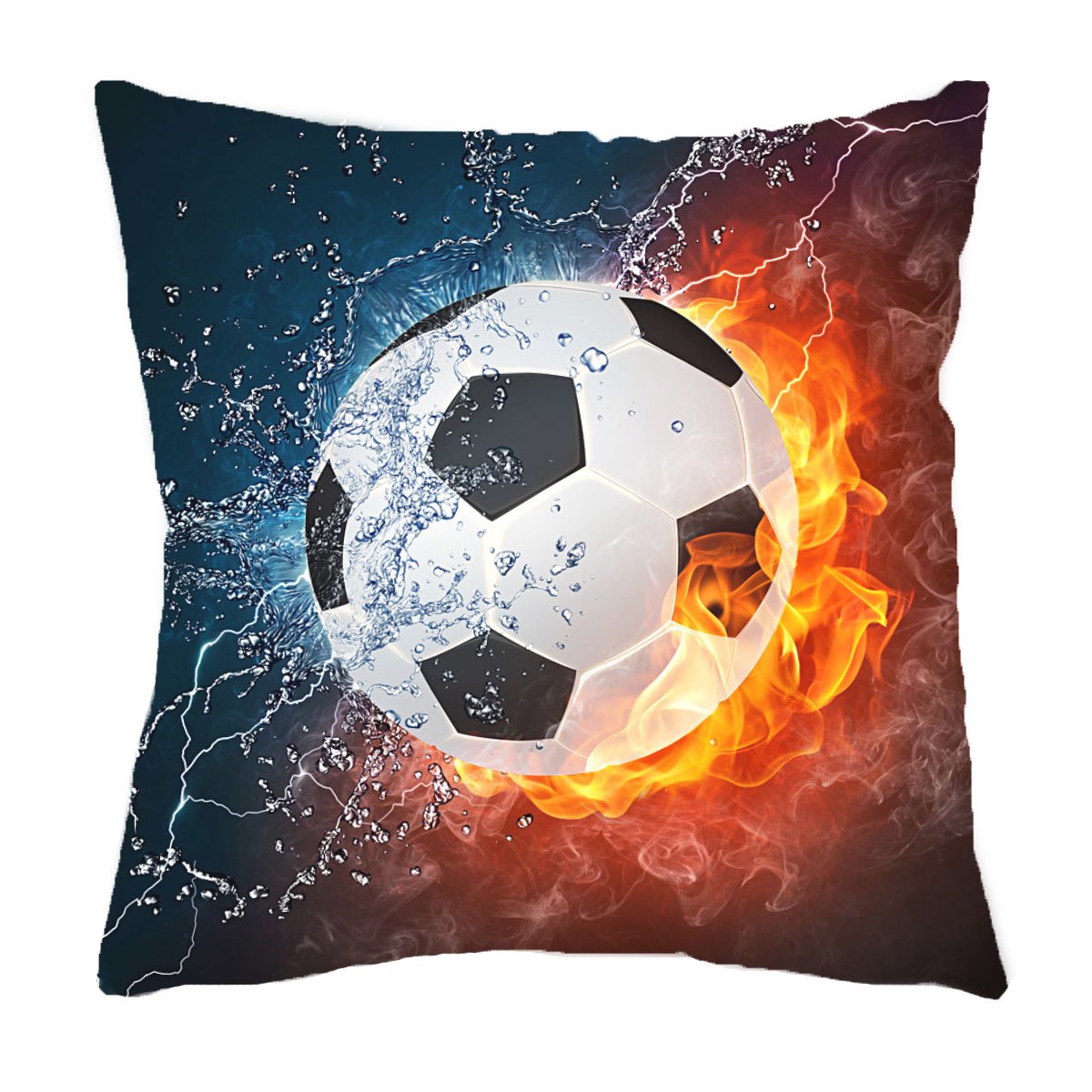VIPbuy Home Décor Super Soft Short Plush Square Throw Pillow Case Sofa Cushion Cover with Invisible Zipper- 18 x 18 inches -No Insert- Soccer Ball Theme