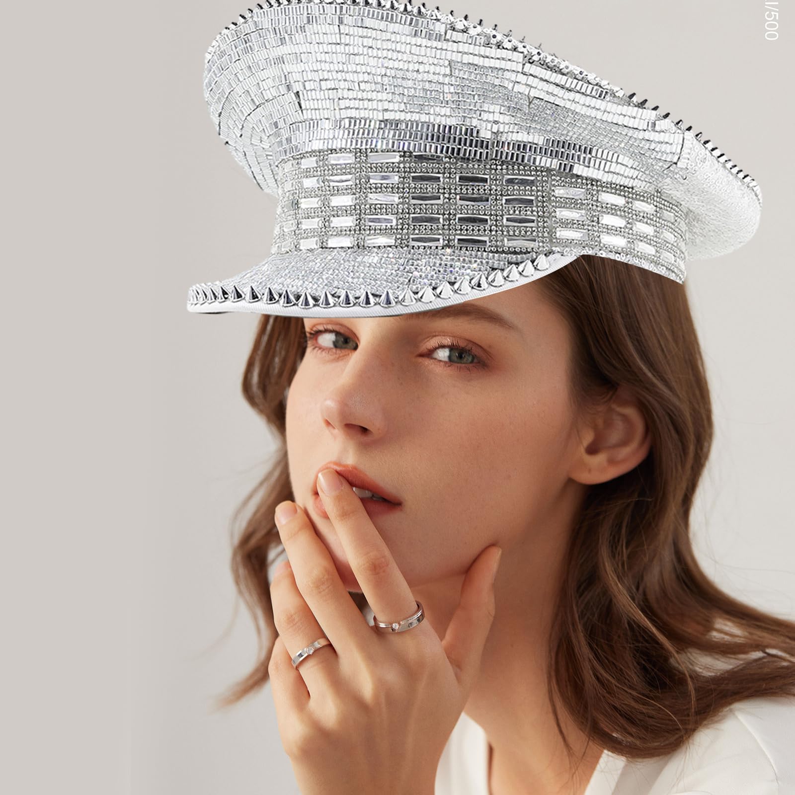 Morain Chapeau de mariée pour fête dansante Fedoras à paillettes pour festival de musique - Casquette de costume avec rivets cloutés - Accessoires de scène