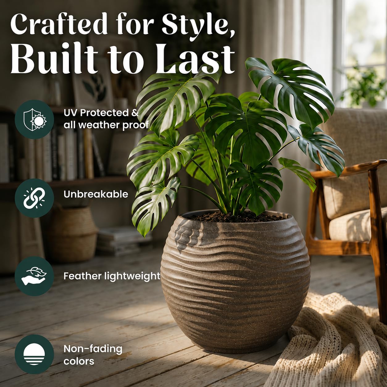 YUCCABE Round Wave Planter - Durable & Stylish -7
