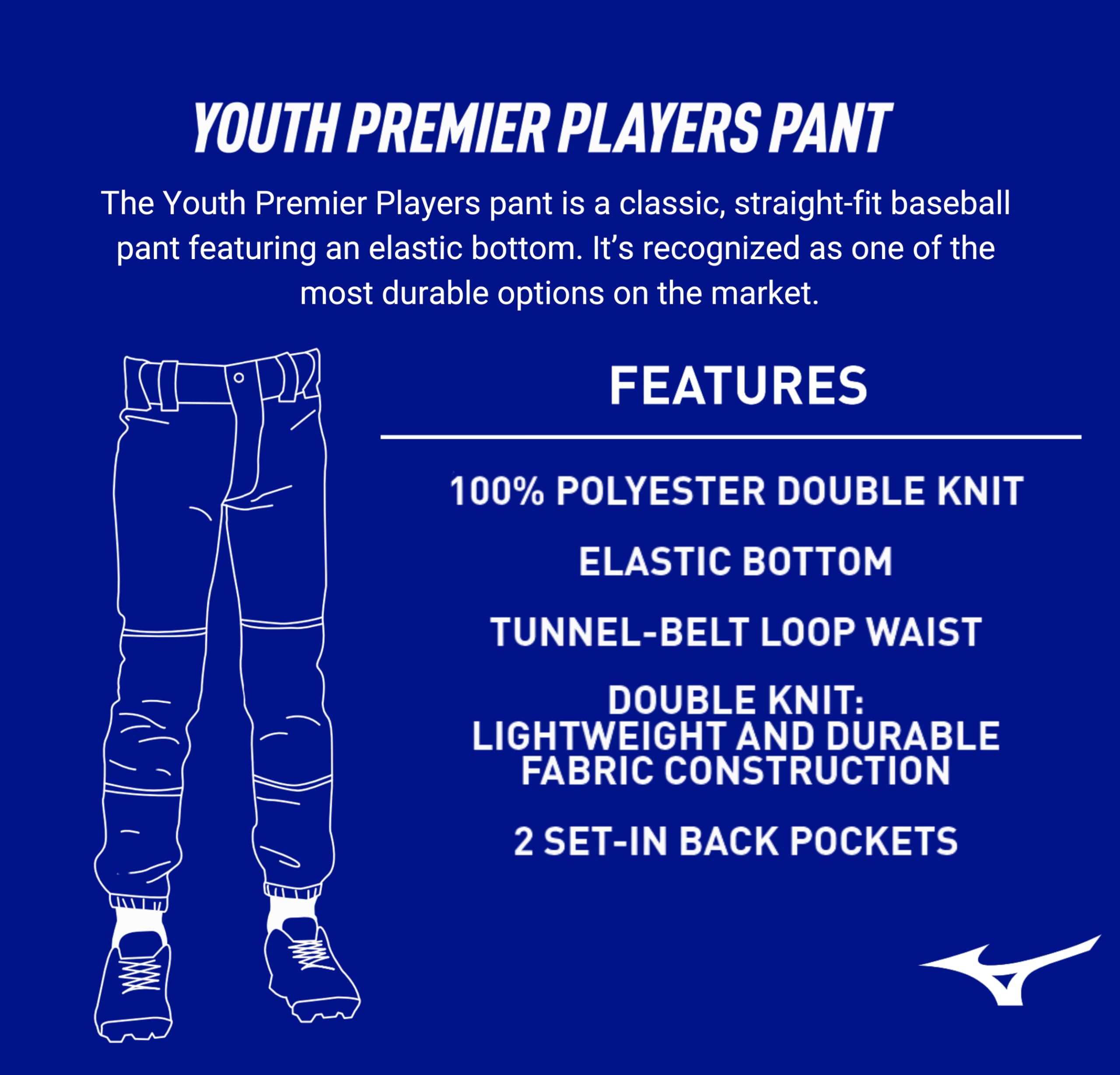 Mizuno - Youth Select Pant, Pantaloni da Baseball Select della Gioventù Unisex - Bambini