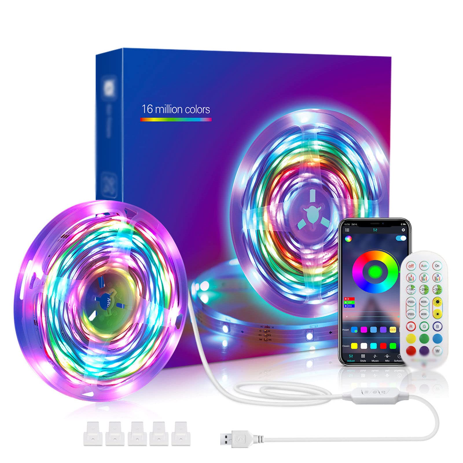 Striscia Luminosa Cambia Colore Telecomando (5m/10m/15m), Barra Luminosa a Colori LED, Adatta per Camera da Letto, Cucina, Decorazione Domestica,15m