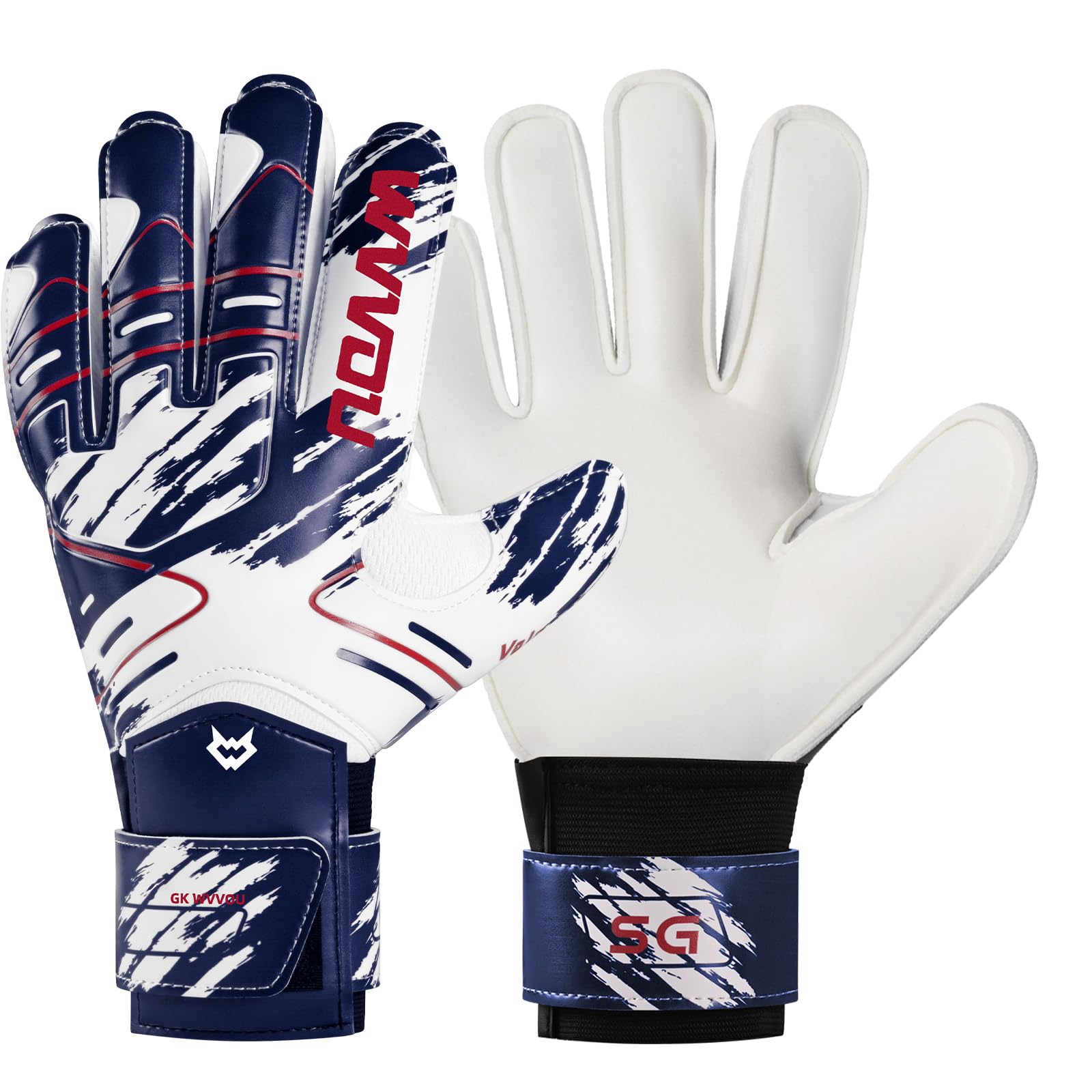 WVVOU Professional Goalkeeper Gloves Suitable for Adults Youth Kids, High Performance Football Goalie Gloves with Finger Protection and 4mm Latex Palm for Training and Matches (Paris, 8)