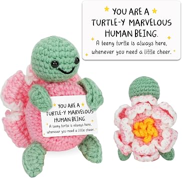 HEXMOZ Mothers Day for Women, Friends, Sisters, Besties, Coworkers - Thank You, Appreciation Gift Ideas - Turtle Positive Emotional Support Crochet Gifts - Inspirational, Motivational, Cheer Up