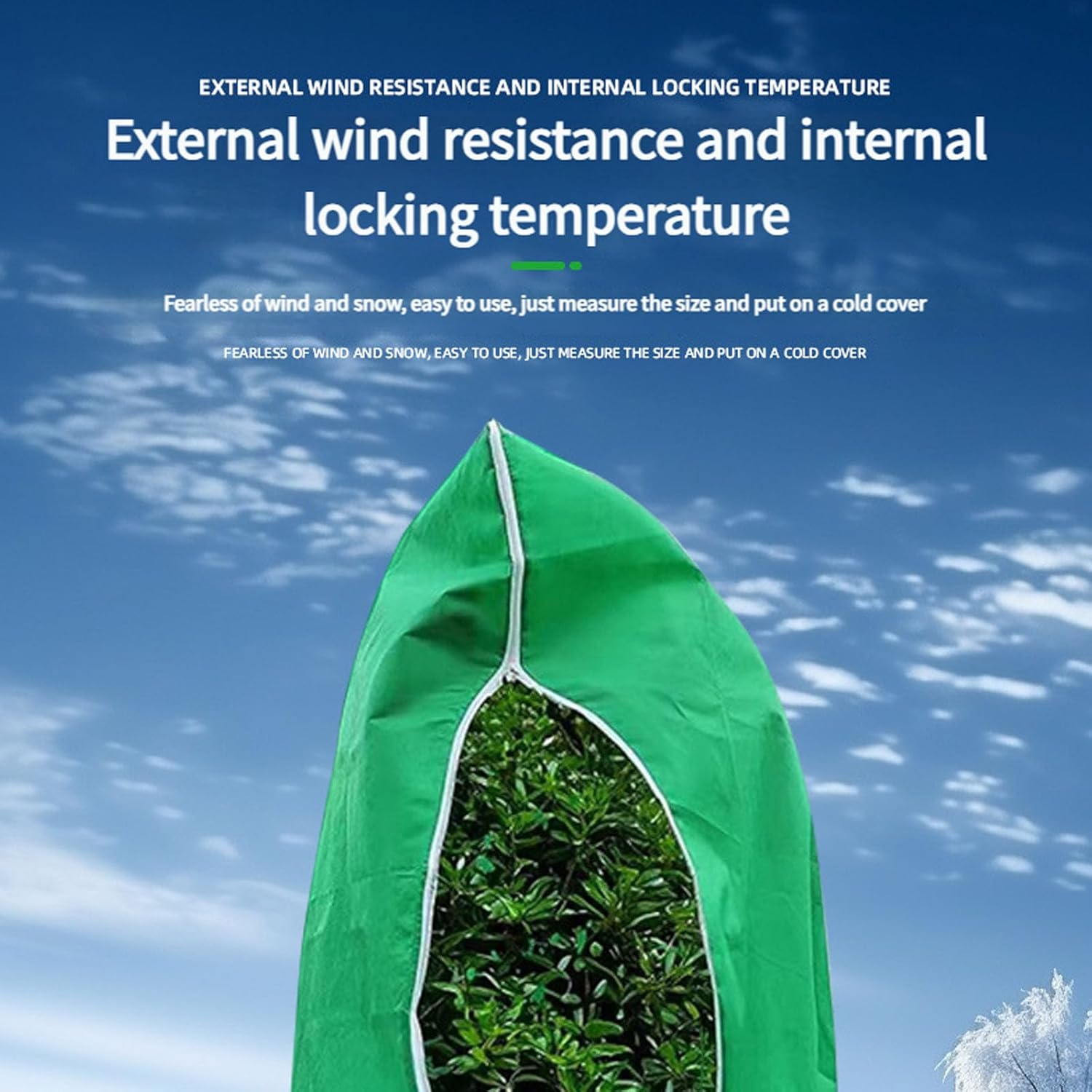 Strengthened Fabric Winter Barrier Protect Highlighting Slide Cord for Trees and Large Herbage 200x240cm White Cream Green Large Plant Security Protect Ventilated Cold Snowproof