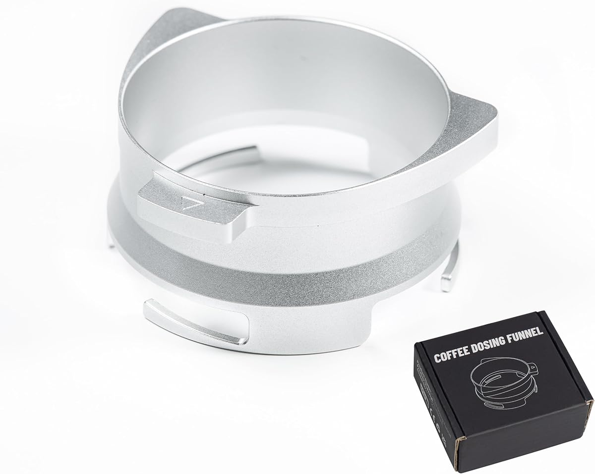 CreepyParty Coffee Dosing Ring 54 mm Espresso Coffee Accessrioes Dosing Funnel with Aluminium for Portafilter, Silver
