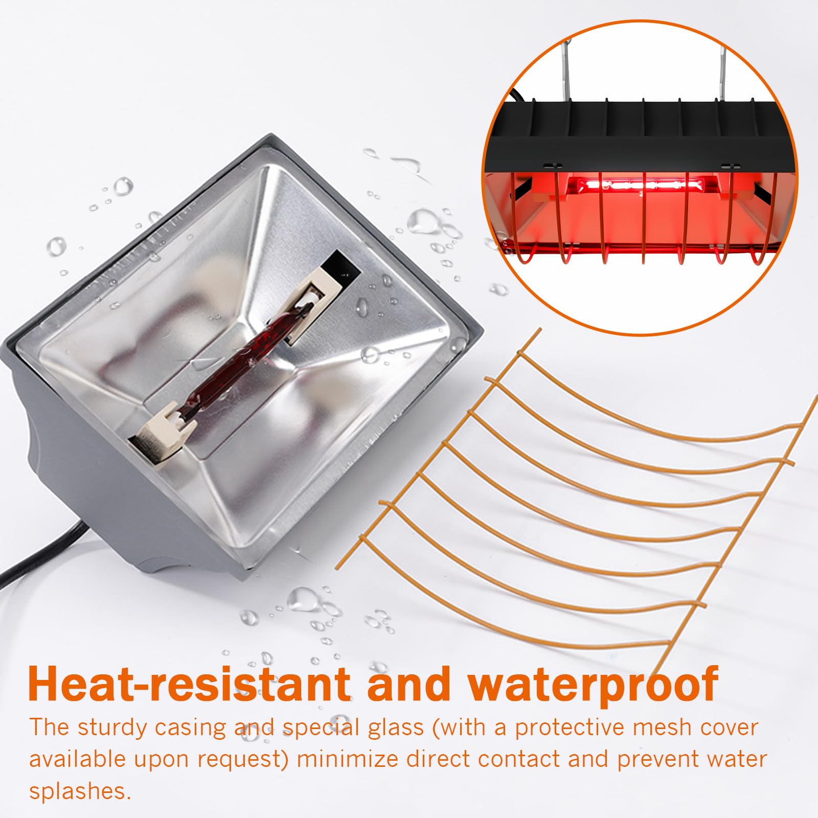 Lámpara de luz roja para pollitos: 275 W, lámpara de calefacción, gallinero con interruptor de ahorro, placa de calor para pollitos con cable de 2 metros, lámpara infrarroja termostática