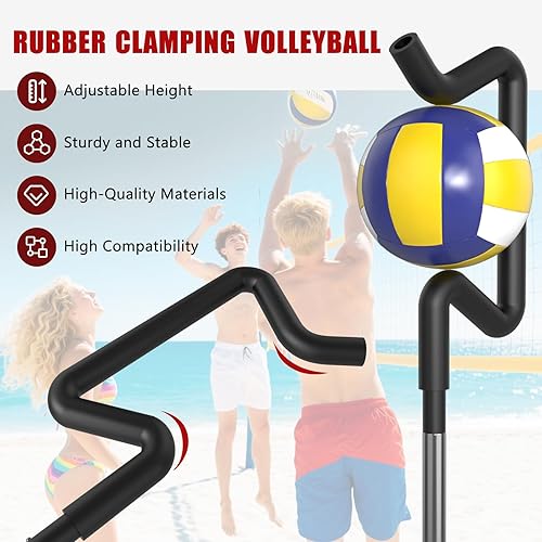 Miniatura 4 de Entrenador de voleibol, entrenador de golpeo de voleibol ajustable en altura, herramienta de entrenamiento de golpeo para taladros, servir y saltar,