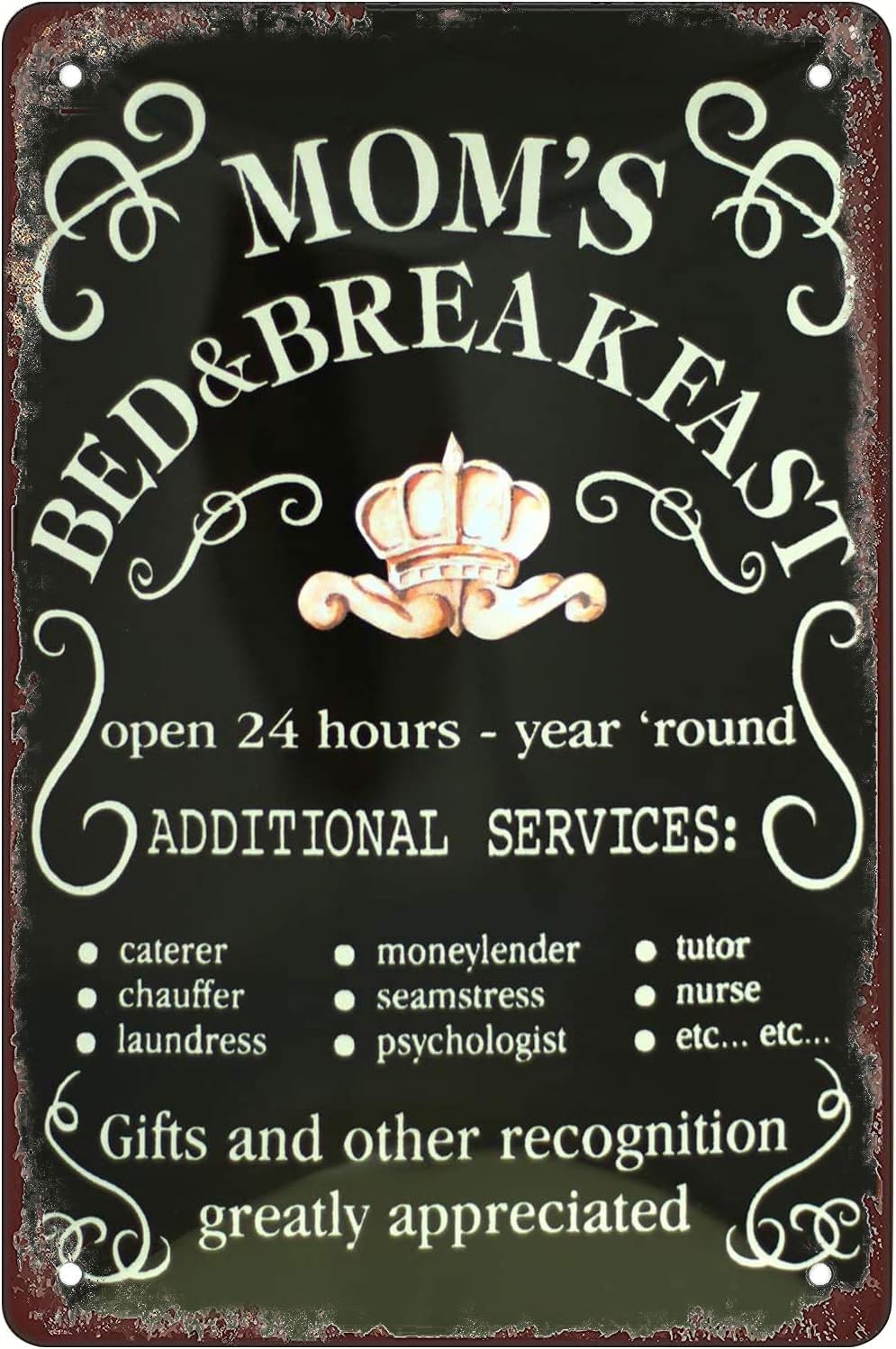 Retro Funny Metal Sign Sheet Signs Tin Sign Mom's Bed Breakfast outdoor Home Wall Decoration 12x16inch