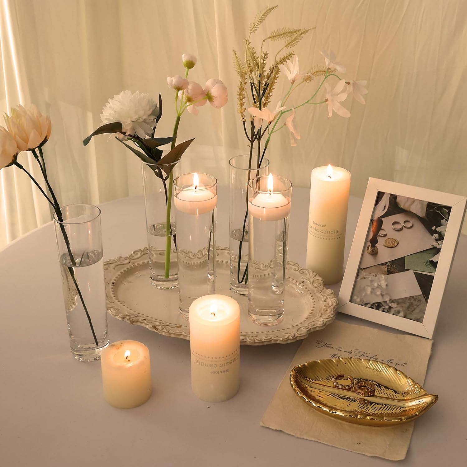 Fixwal 15 Pack Glass Cylinder Bud Flower Vases for Centerpieces Clear Small Glass Vases for Wedding Decorations,Handmade Clear Glass Vases for Party Decor,Cylinder Vases in Bulk for Home Decor - Image 6