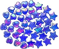 Vista 6 de Tupalizy 100 cuentas de acrílico de 0.354 in con forma de corazón y cuentas de estrella de 0.394 pulgadas para hacer joyas, pulseras, collares