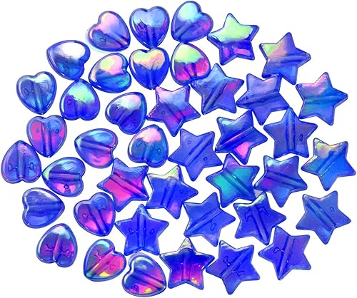 Miniatura 6 de Tupalizy 100 cuentas de acrílico de 0.354 in con forma de corazón y cuentas de estrella de 0.394 pulgadas para hacer joyas, pulseras, collares