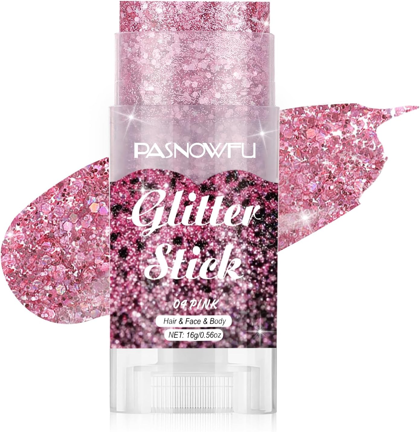 Pink Body Glitter Stick, Romantic Face Gel Stick for Women and Girls, Gel Formula Hair Glitter for Festival Party Makeup, Long Lasting Concert Stage Performance Special Occasions