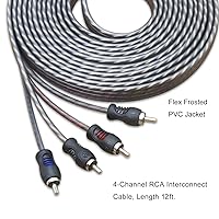 Vista 5 de RECOIL RCI412 Cable de audio RCA de 4 canales 100% cobre libre de oxígeno de 12 pies, par trenzado con reducción de ruido