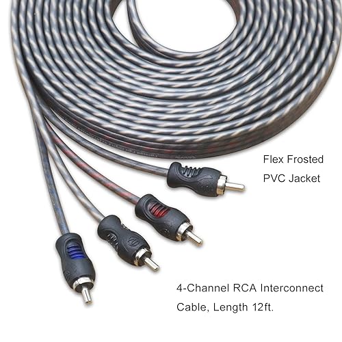Miniatura 6 de RECOIL RCI417 100% cobre libre de oxígeno 17 pies 4 canales RCA cable de audio trenzado par con reducción de ruido, altavoz
