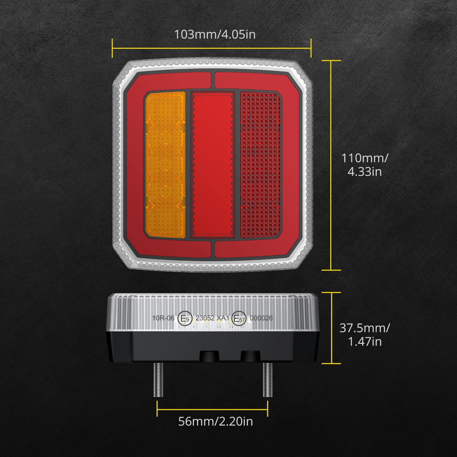 PROZOR Luci Posteriori per Rimorchio a 40 LED Omologazione E-Mark, Kit Fari LED Rimorchio a 7 Pin Cavo 7,35 m+2,4m, 4 Funzioni Posizione/Stop/Frecce/Rifrangente, Adattabile 12V-24V 30V Universali