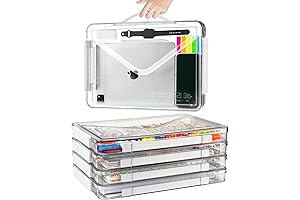 A4 File Storage Box - Pack of 4 Clear Portable Project Case...