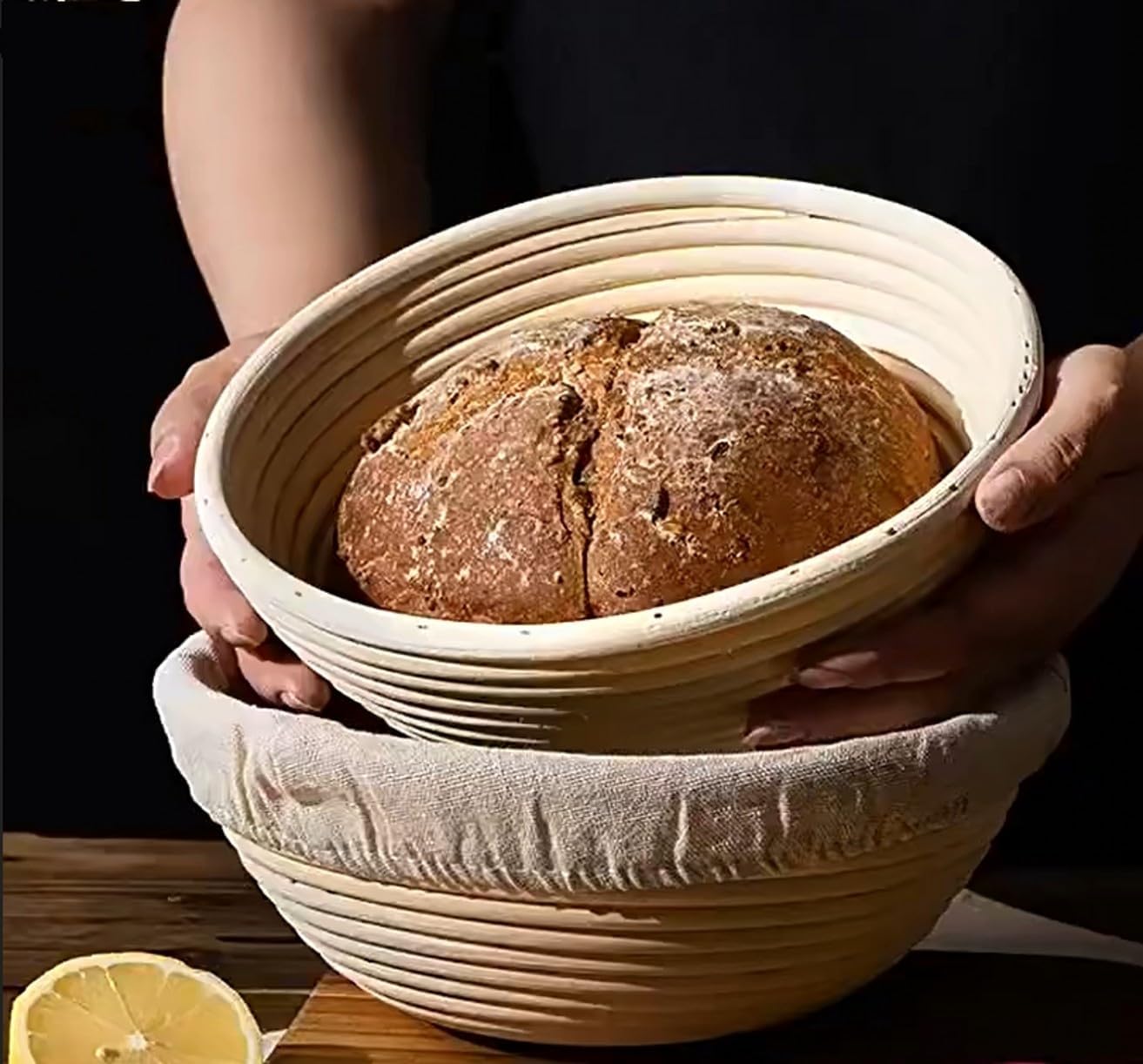 Bread Proofing Baskets with Cloth Liners,Round, Set Of 6 Different Size