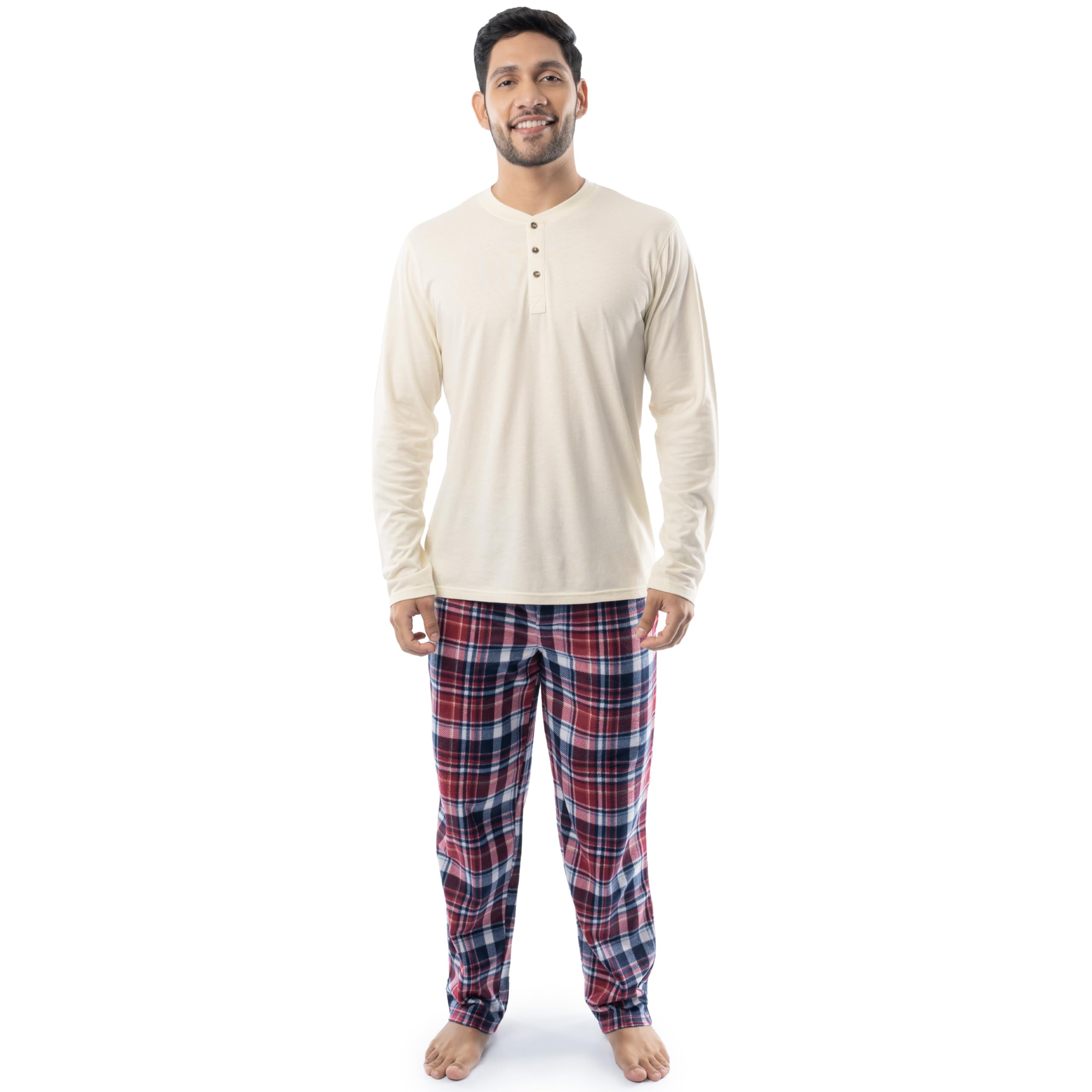 izod Men's Long Sleeve Jersey Top and Fleece Pants Sleep Pajama Set-picture-26