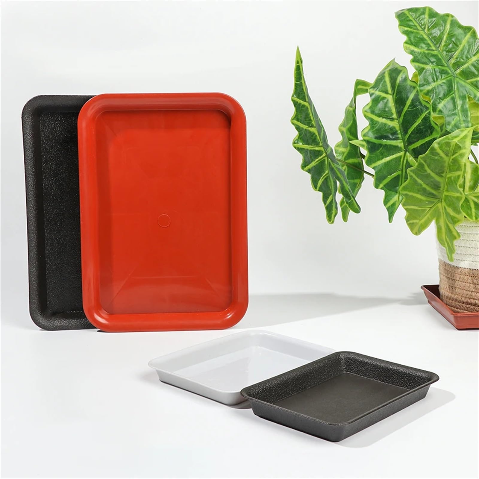 Bandeja rectangular for macetas, platillo for plantas, bandejas de goteo, platillos de plástico, bandejas resistentes for plantas de jardín for interiores y exteriores Bandeja Para Macetas(Red 35cmX25