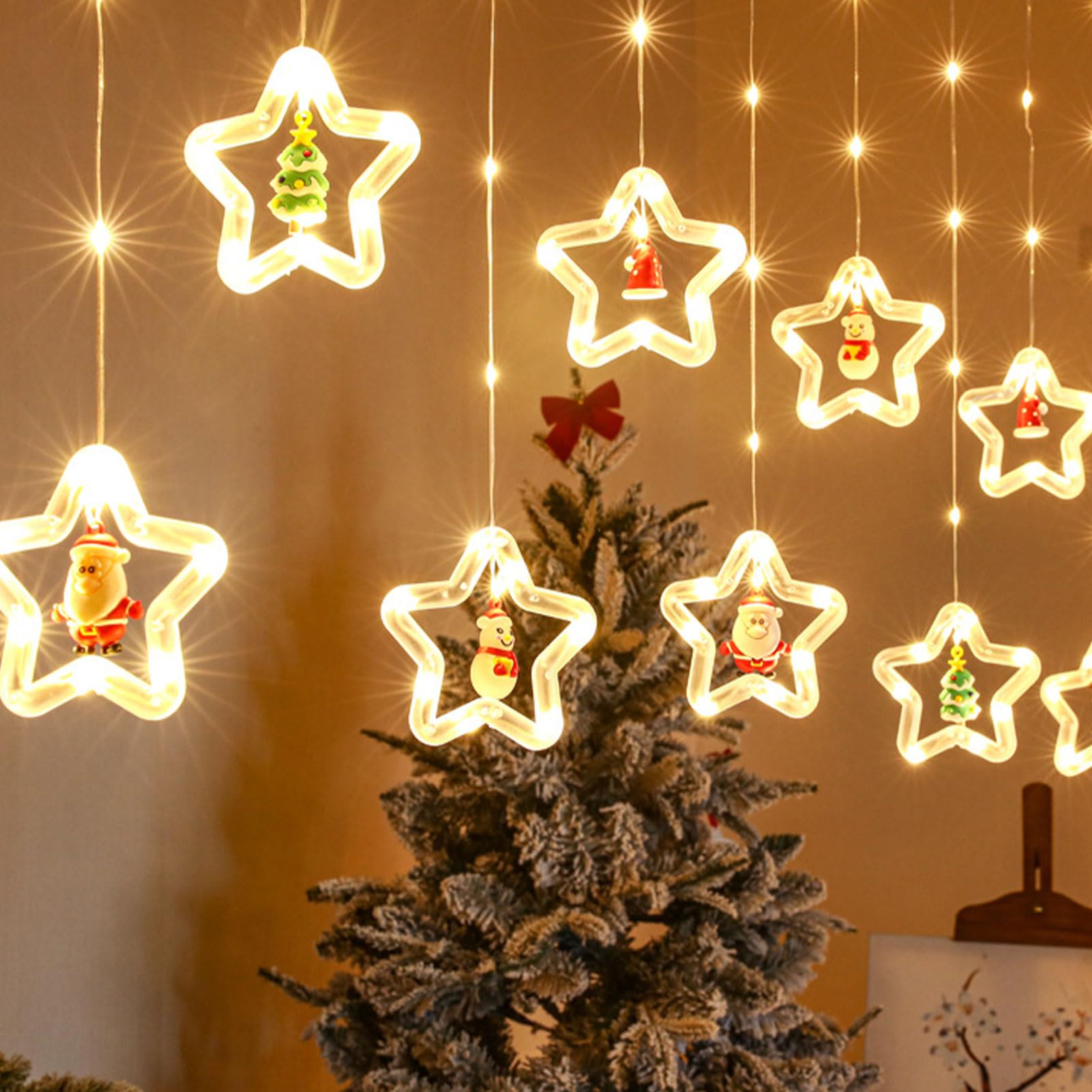 Guirlande lumineuse étoilée – Étoiles lumineuses LED, éclairage romantique et esthétique à intensité variable pour décoration de vacances, arbre de mariage, extérieur