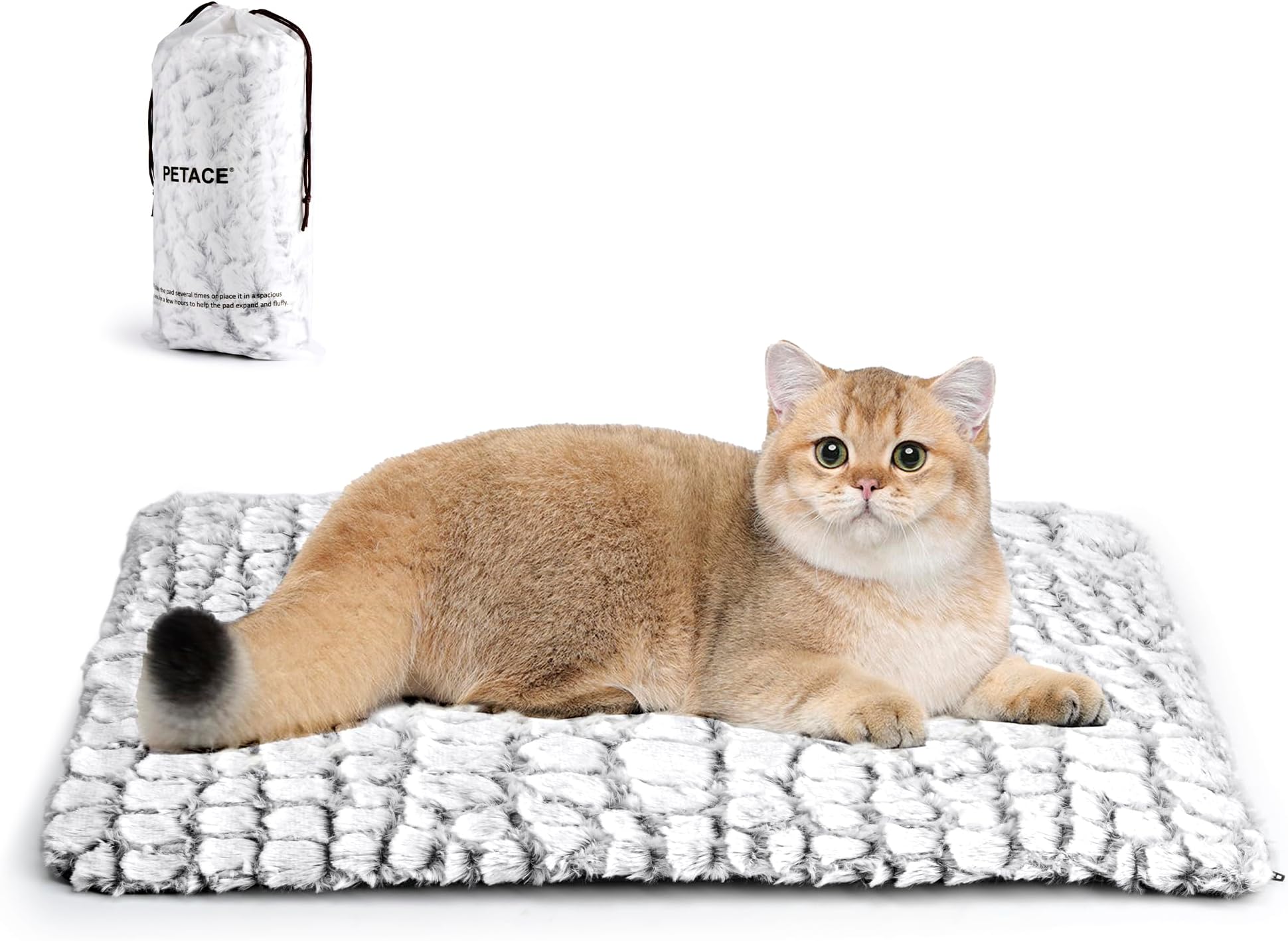Petace Self Warming Cat Bed, 24" x 18" Ultra Soft Cat Dog Pet Heating Pad for Indoor Outdoor