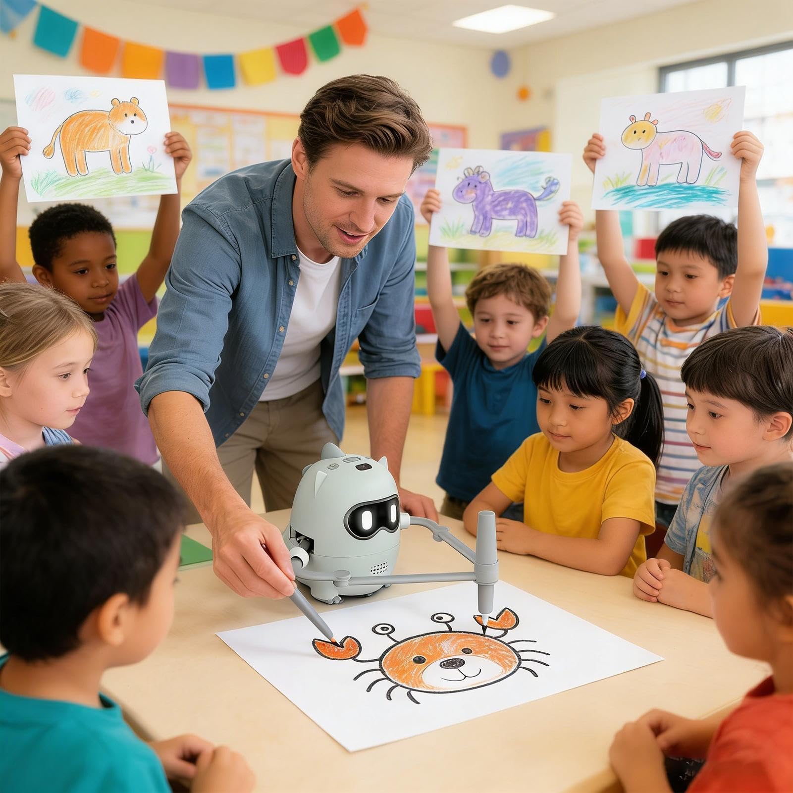 Générique Inteligentny interaktywny robot edukacyjny z głosem | Zabawka Robot Malowanie Na Imprezę Klasa Domowy Park Rekreacyjny