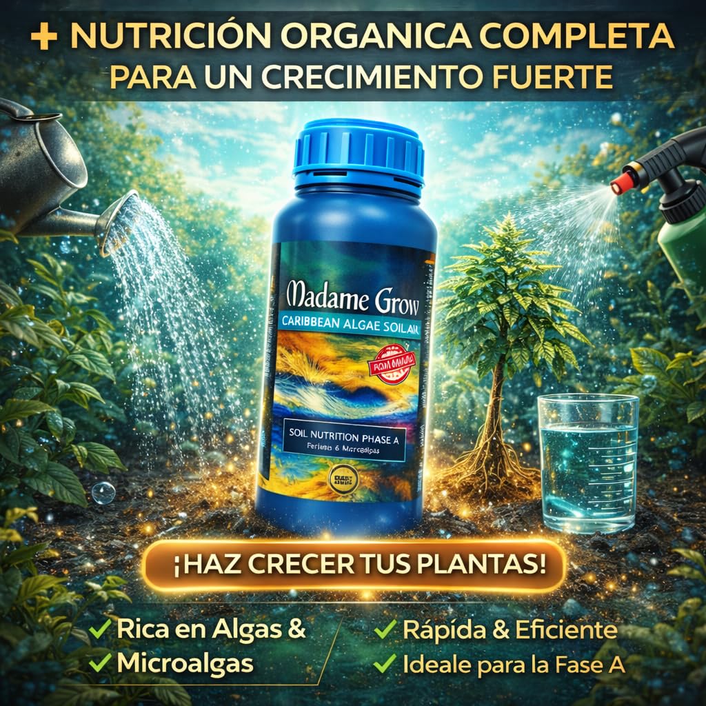 MADAME GROW Fertilizantes alga marihuana - abono floración marihuana - cogollador marihuana - fertilizante floración marihuana - fertilizante marihuana - liquido - engordar (CARIBBEAN ALGAE 5L)