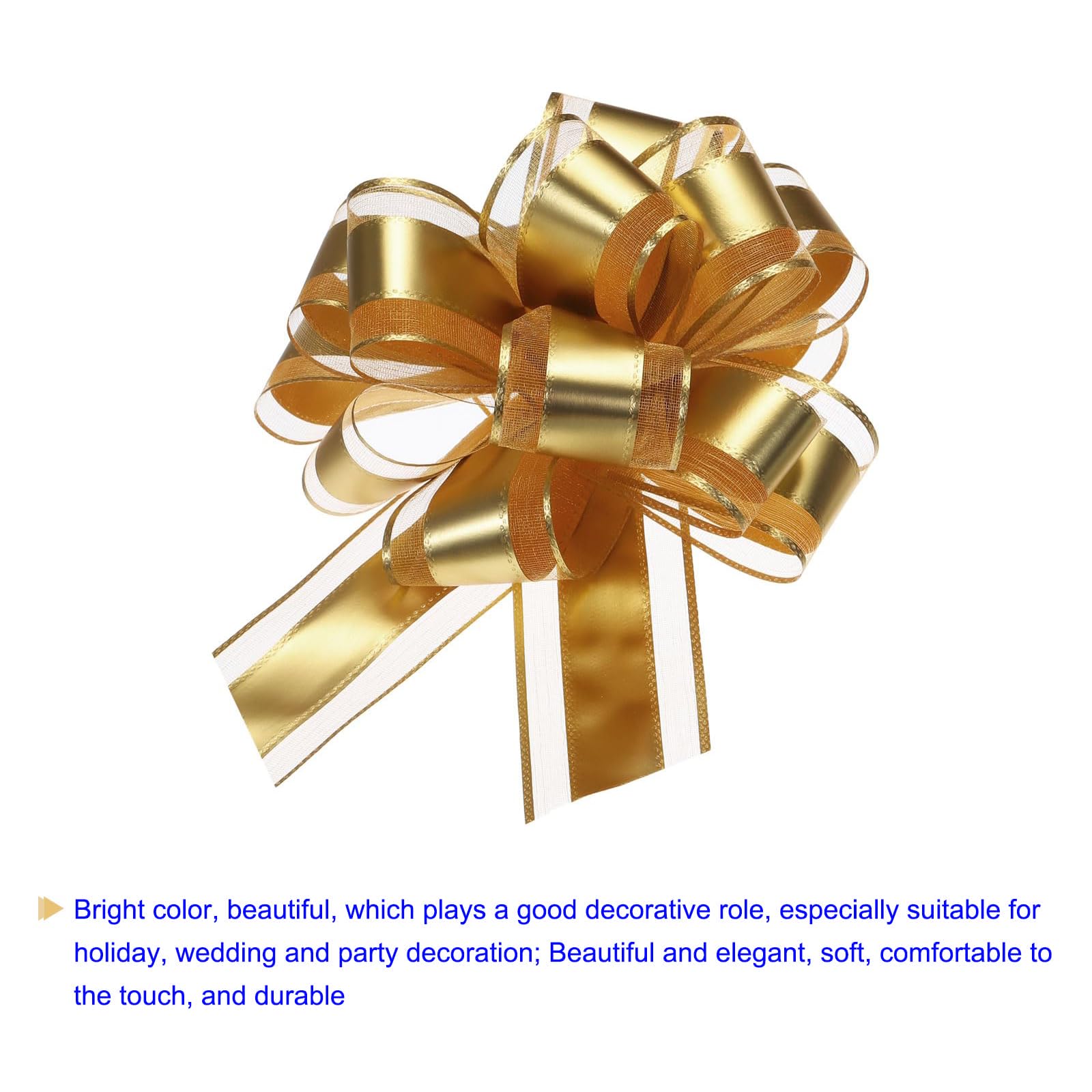 Unifizz 12pcs 9 Inch Gold Large Pull Bow Metallic Gift Bows for Wedding Baskets Christmas Party Car Gifts Wrapping - Image 3