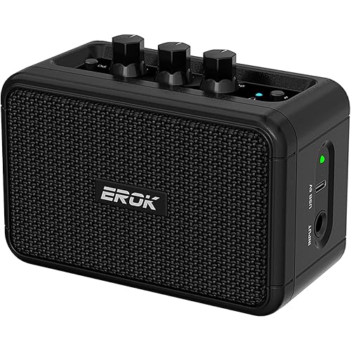 EROK Mini Electric Guitar Amplifier, with Clean Overdrive Effects,Support BT/Headphone Connection,5W Indoor Music Pratice Speaker (Dark)