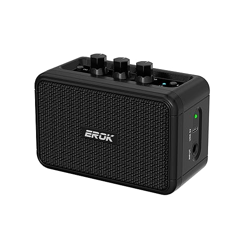 EROK Mini Electric Guitar Amplifier, with Clean Overdrive Effects,Support BT/Headphone Connection,5W Indoor Music Pratice Speaker (Dark)