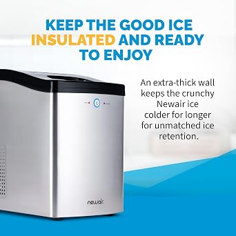 Newair Nugget Ice Maker ، آلة سونيك سبيد كونترتوب كرانشي آيس بيليه 45 رطلاً. من الجليد في اليوم ، الفولاذ المقاوم للصدأ ، وظيفة التنظيف الذاتي وقطع الغيار الخالية من BPA ، مثالية للمنزل والمطبخ والمزيد